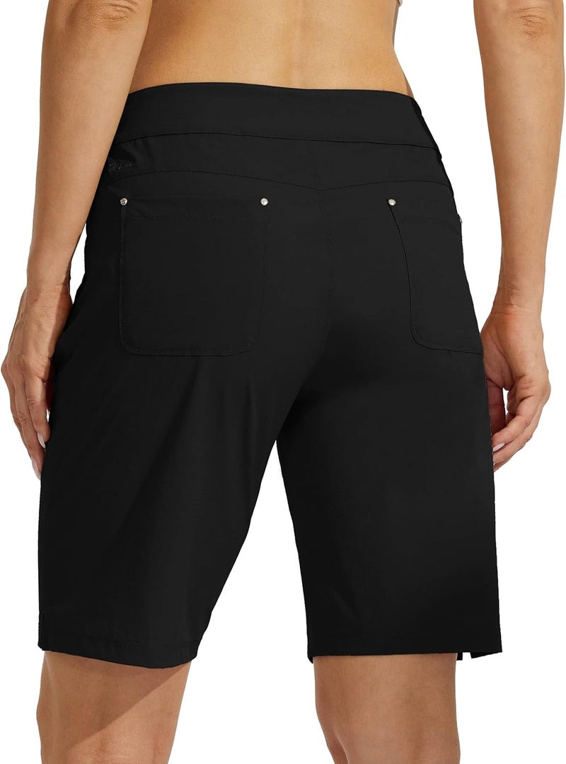 Willit Women's Golf Hiking Shorts 9" Quick Dry Athletic Long Casual Summer Shorts Zipper Pockets Water Resistant Lightweight - Image 3